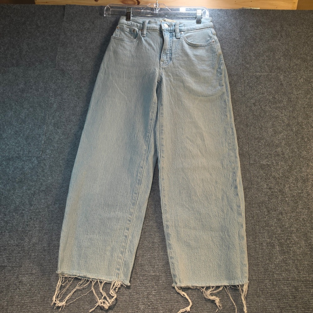 Madewell Perfect Vintage Wide-Leg Crop Jeans Women 23P Light Blue Good Raw Hem